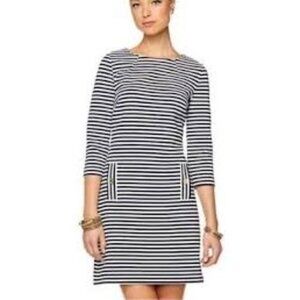 EUC Lilly Pulitzer Charlene Blue/White Striped Nautical Dress Size Medium
